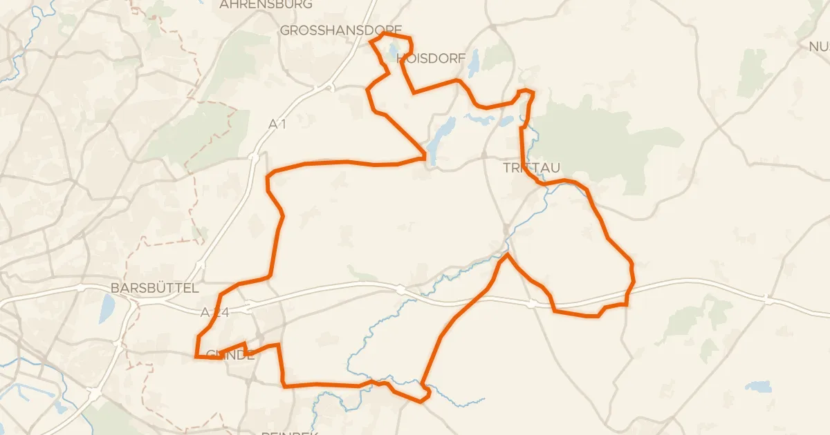 Kaart van de fietsroute Rondje Braaker Mühle en Hahnheide