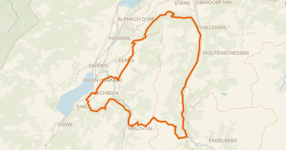 Map of the cycling route Rondje Sarnersee en Engelberger Aa