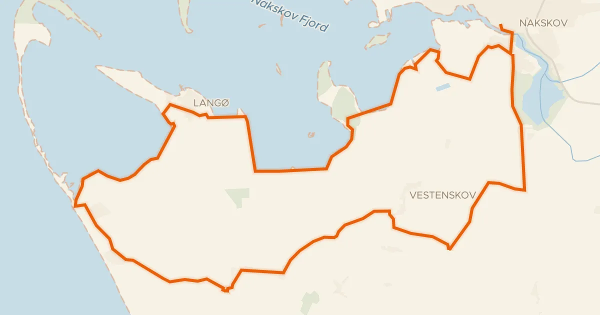 Map of the cycling route Langs fjorden
