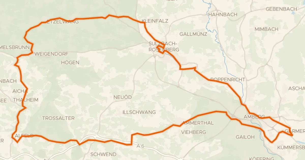 Map of the cycling route Rondje Schloss Sulzbach en Wasserschloss Moos