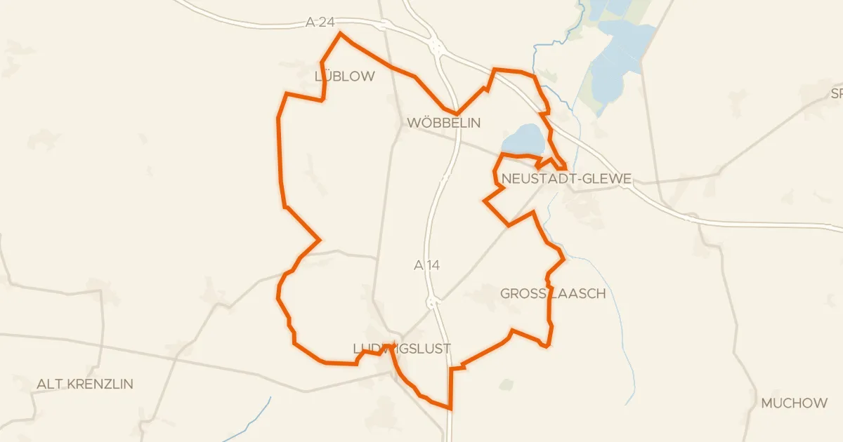 Map of the cycling route Rondje Töpferberg en Neustädter See