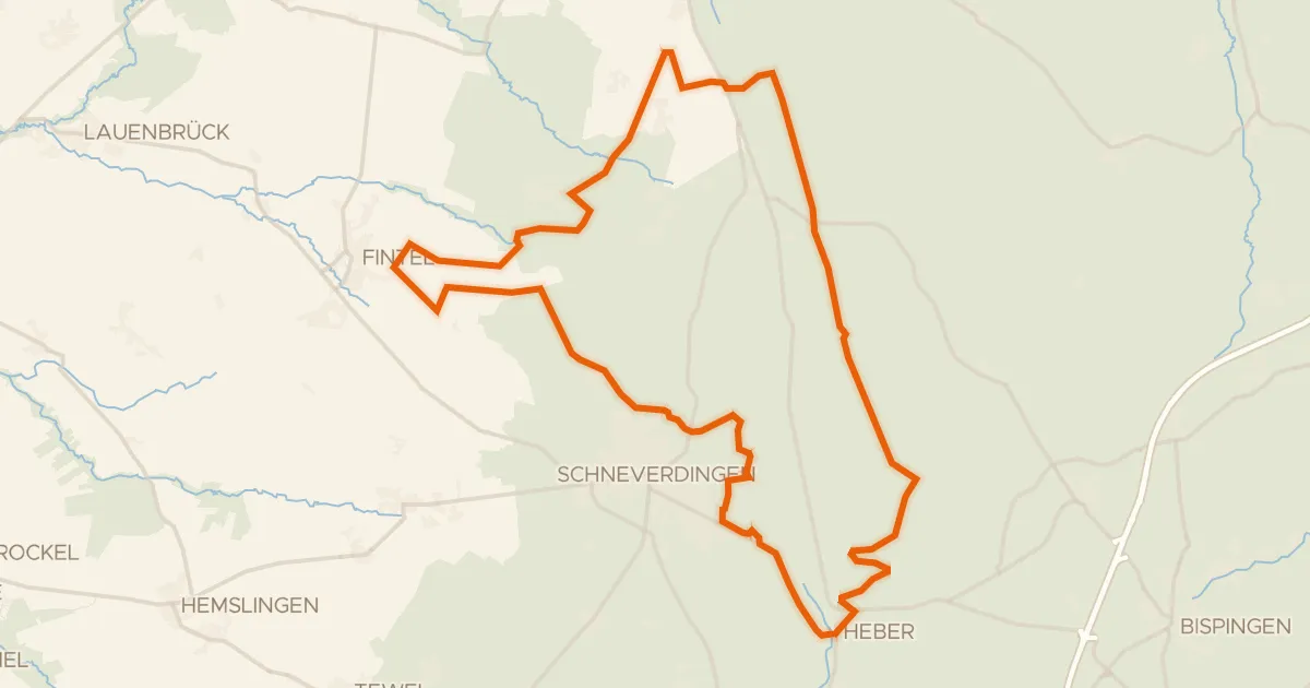 Kaart van de fietsroute Rondje Oberes Fintautal en Lüneburger Heide