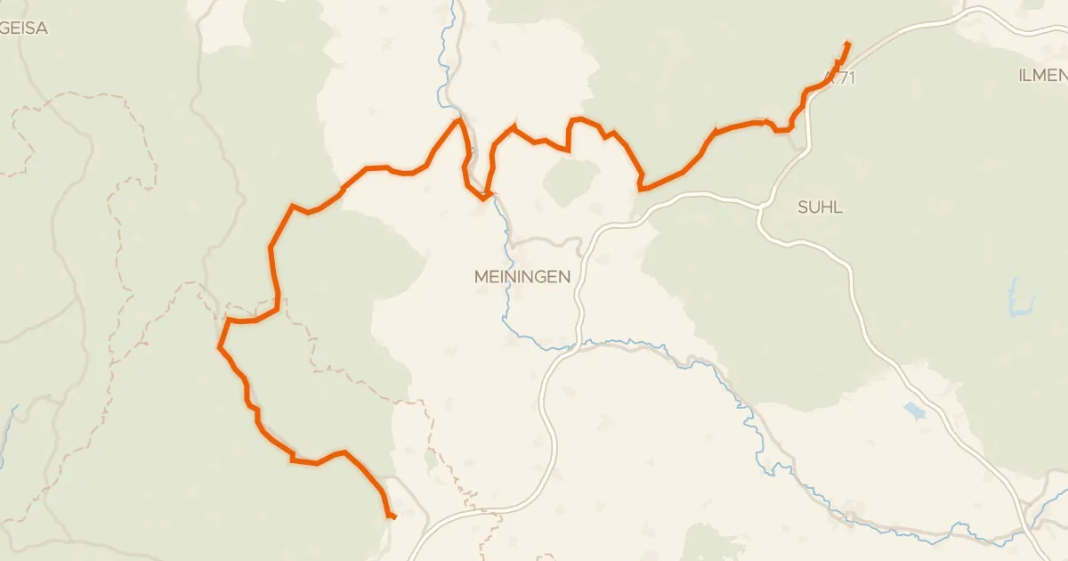 Kaart van de fietsroute Rhön-Rennsteig-Radweg