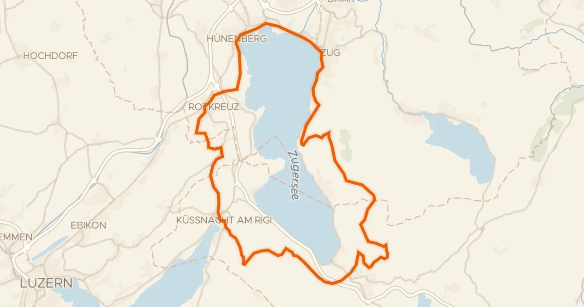 Map of the cycling route Rondje langs de Zugersee en de Lorze
