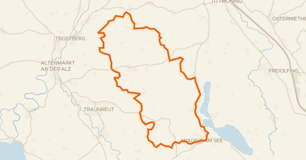 Kaart van de fietsroute Rondje Schloss Gessenberg en Waginger See
