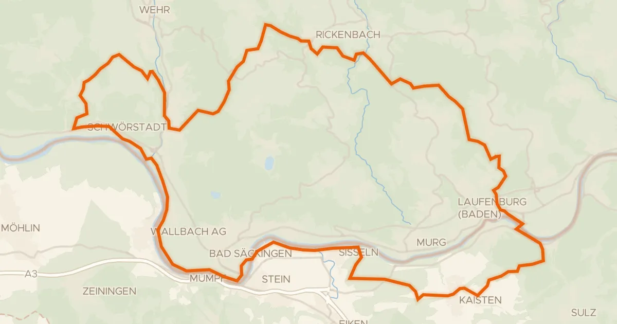 Kaart van de fietsroute Rondje Schloss Schönau en Jurapark Aargau