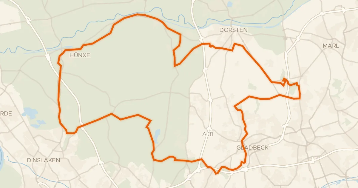 Kaart van de fietsroute Rondje Wasserschloss Wittringen en Grafenmühle