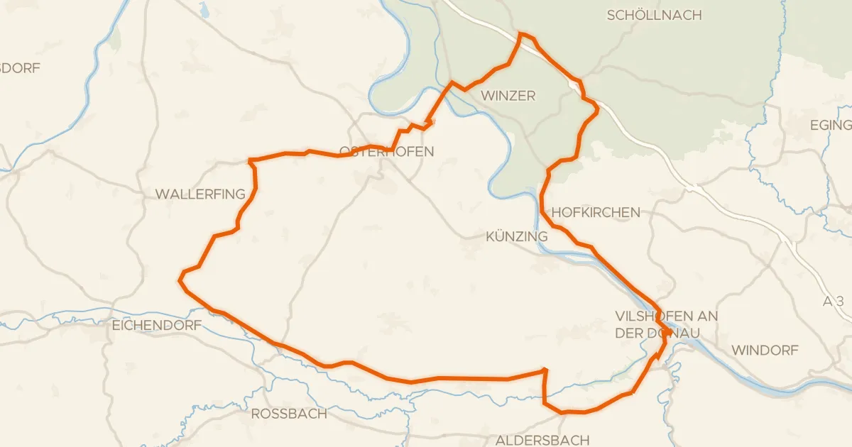 Kaart van de fietsroute Rondje Burgruine Winzer en Vils-Engtal
