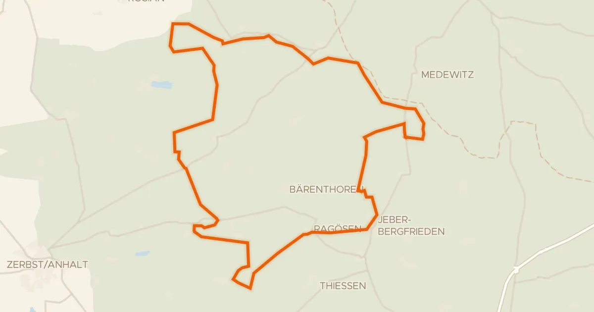 Kaart van de fietsroute Rondje Schleesen en Hoher Fläming