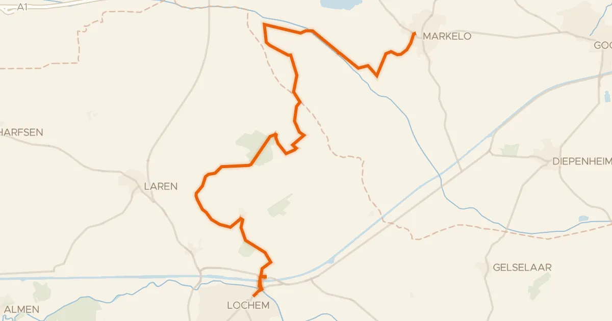 Map of the cycling route Oranjefietsroute - 10 - Markelo - Lochem