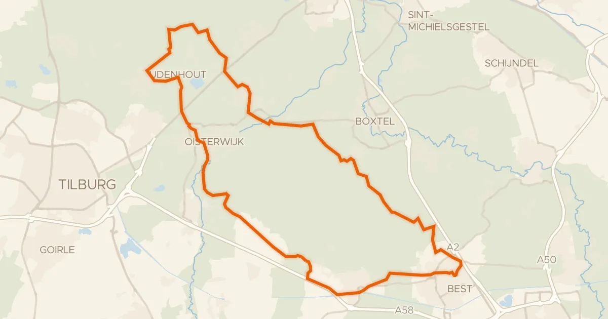 Map of the cycling route Rondje Kasteel Nemerlaer en Kampina