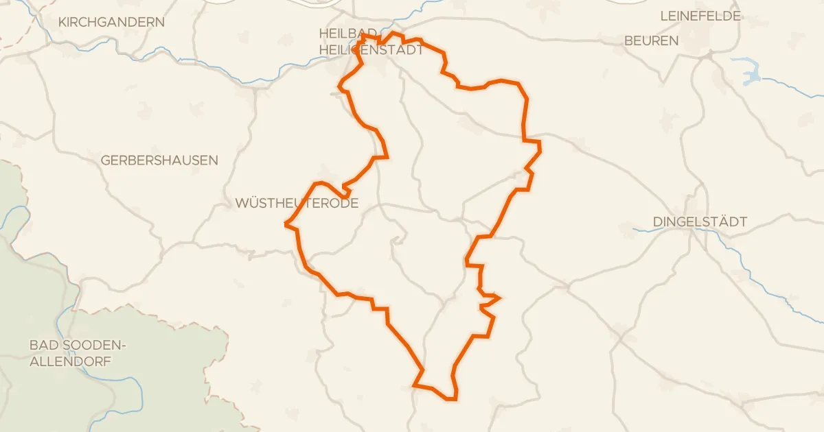 Kaart van de fietsroute Rondje Dün en Leine