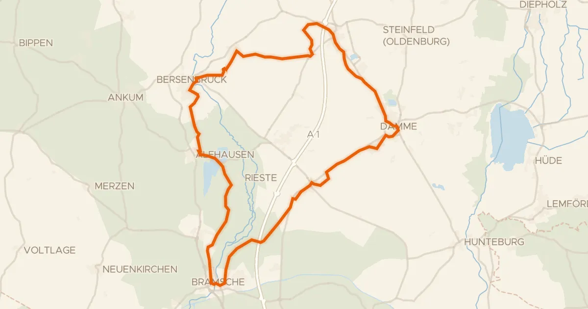 Map of the cycling route Rondje Darnsee en Dammer Berge
