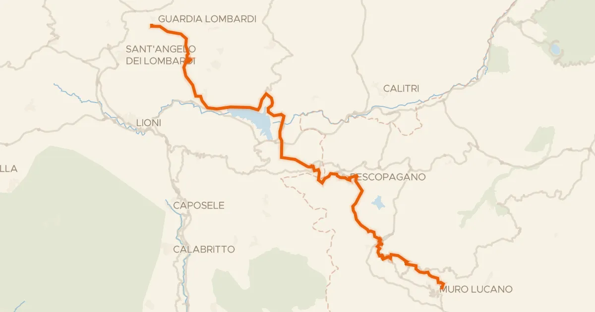 Map of the cycling route ABT Tappa 23: Guardia Lombardi - Muro Lucano