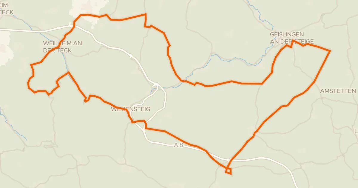 Kaart van de fietsroute Rondje Schloss Wiesensteig en Ruine Hahnenkamm