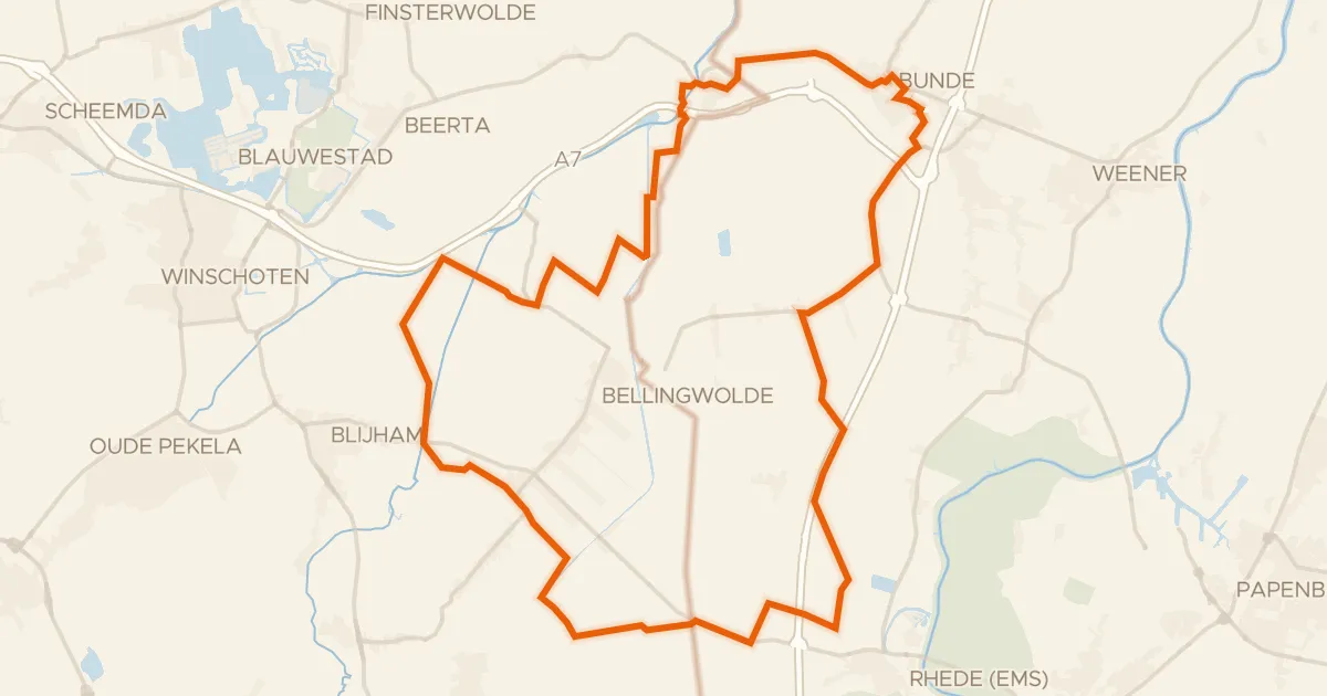 Map of the cycling route Rondje Bunder Mühle en Westerwoldsche Aa