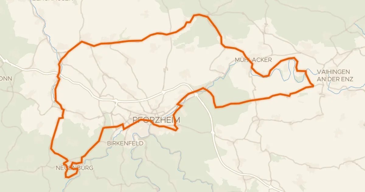 Map of the cycling route Rondje Schloss Bauschlott en Stumpen Lomersheim