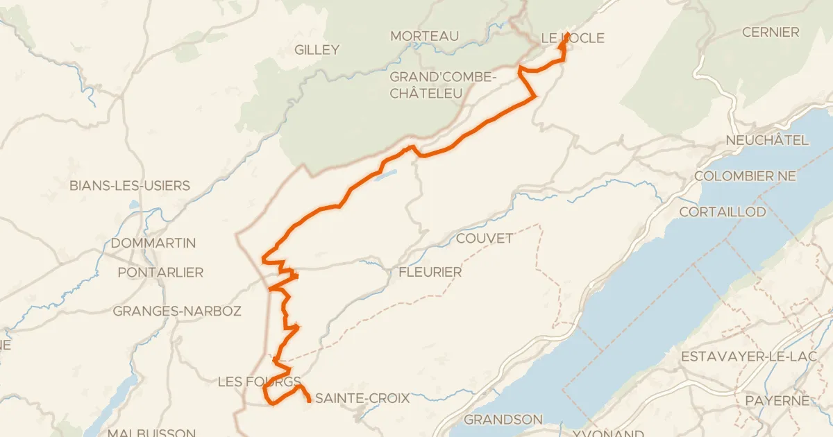 Map of the cycling route Arc jurassien