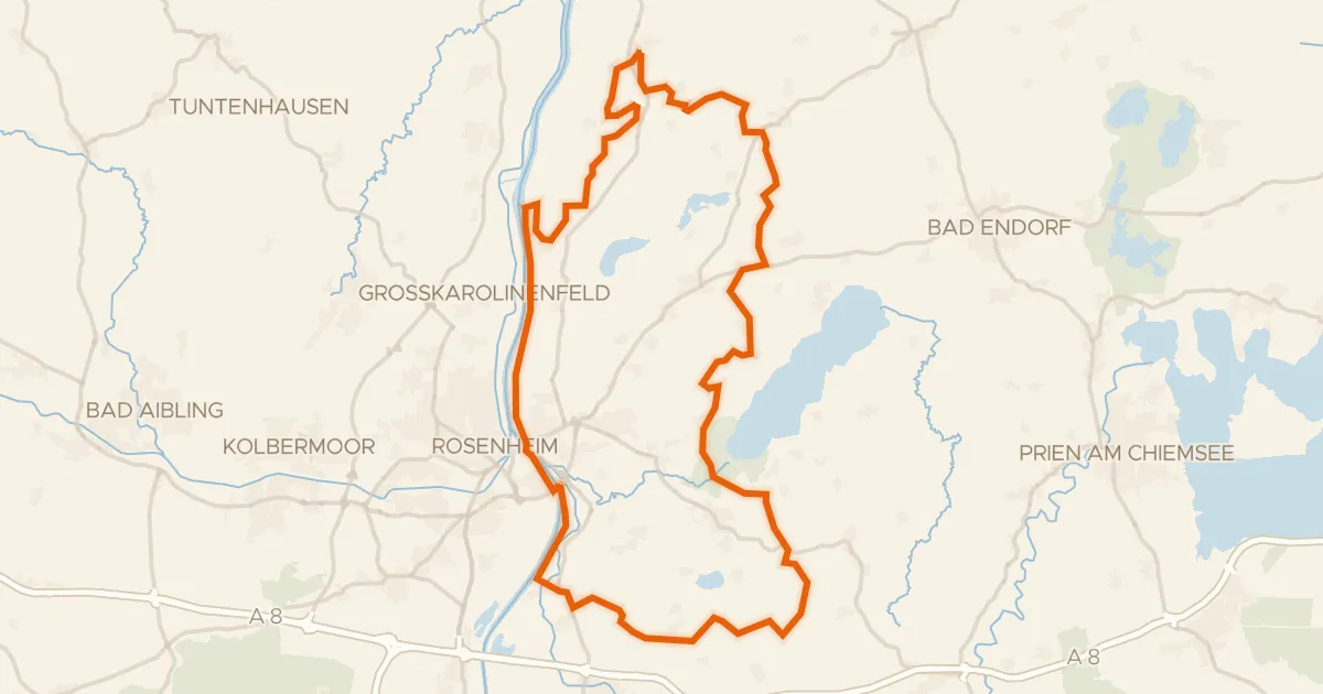 Map of the cycling route Rondje Südufer des Simssees en Inn