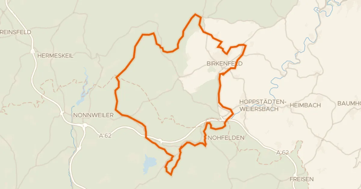 Kaart van de fietsroute Rondje Burg Birkenfeld en Burg Veldenz
