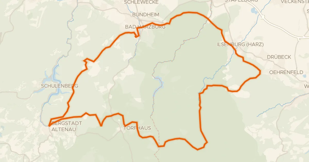 Map of the cycling route Rondje Schloss Ilsenburg en Oberharz