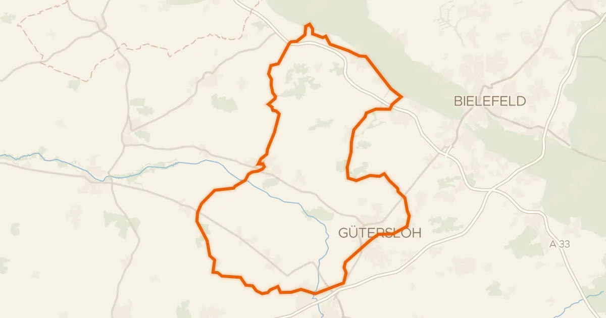 Kaart van de fietsroute Rondje Burg Ravensberg en Schloss Möhler