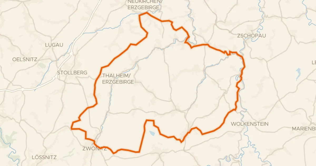 Map of the cycling route Rondje Burg Scharfenstein en Wasserschloss Klaffenbach