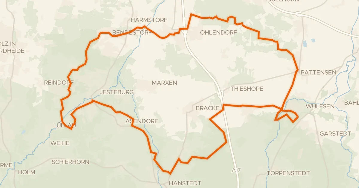 Kaart van de fietsroute Rondje Seeve en Schmale Aue