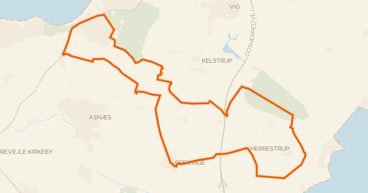 Kaart van de fietsroute Gravhøjsruten