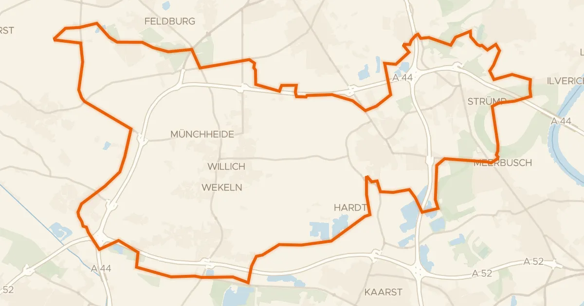 Map of the cycling route Rondje Schloss Neersen en Ilvericher Altrheinschlinge