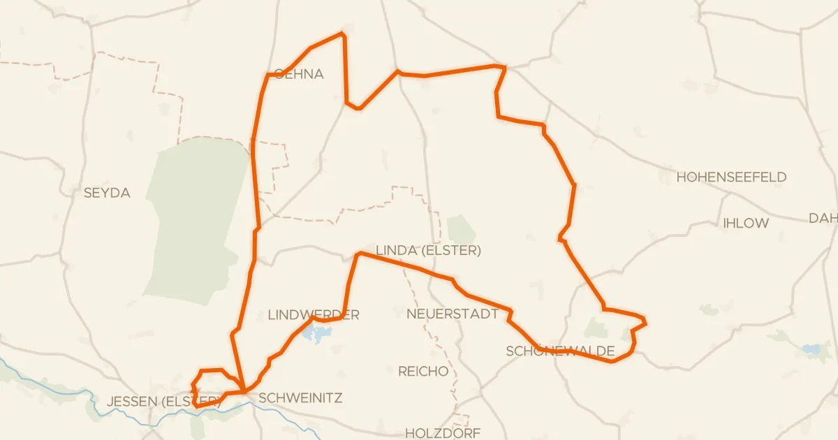 Kaart van de fietsroute Rondje Schloß Wiepersdorf en Paltrockwindmühle Schönewalde