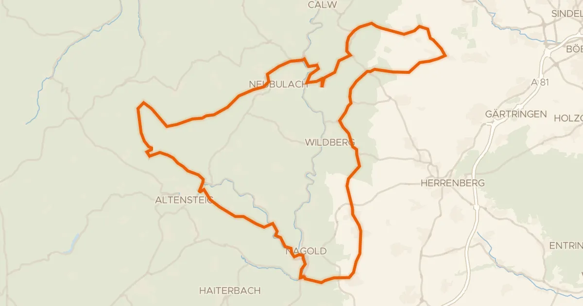 Map of the cycling route Rondje Burg Hohennagold en Teufels Hirnschale