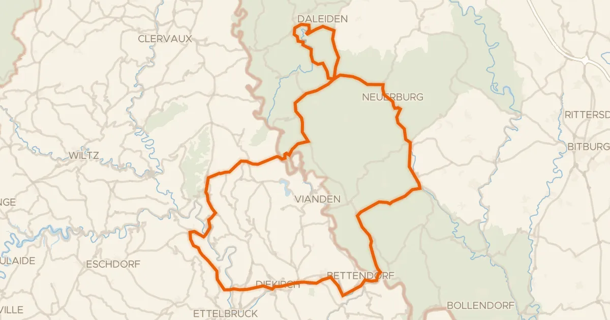 Kaart van de fietsroute Rondje Buerg Stolzebuerg en Ourschleife/Falkenstein