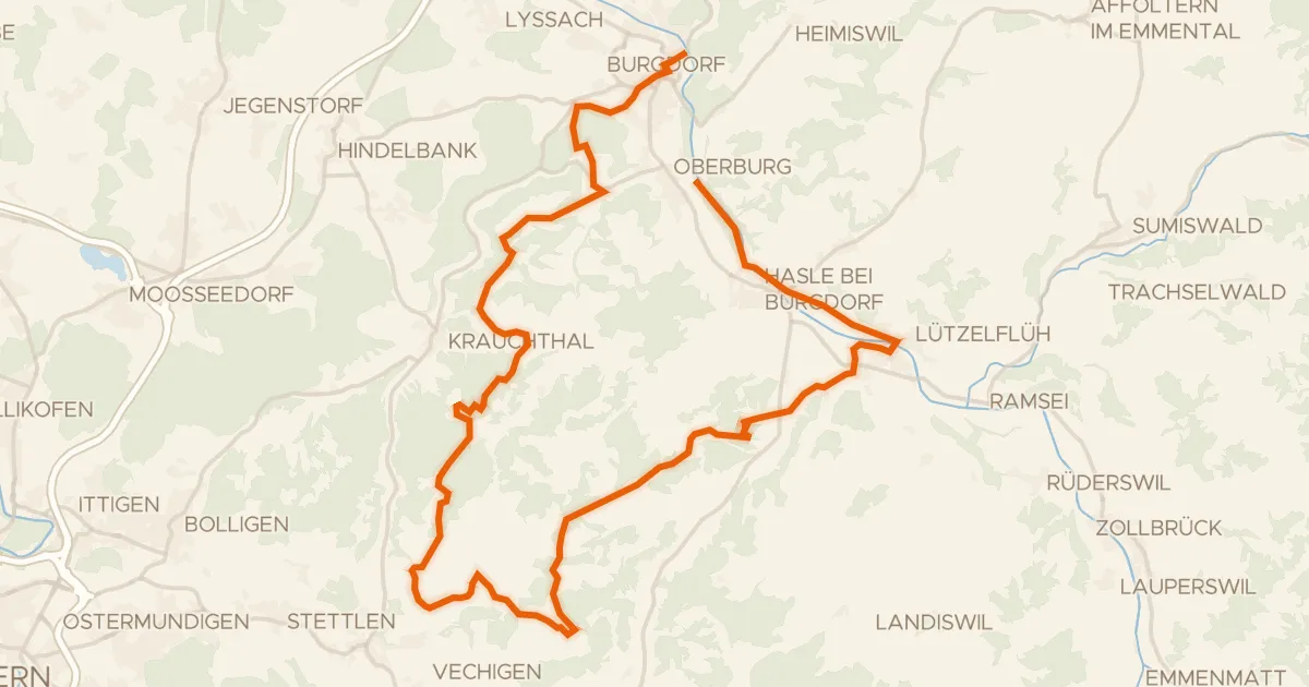 Kaart van de fietsroute Herzschlaufe Burgdorf