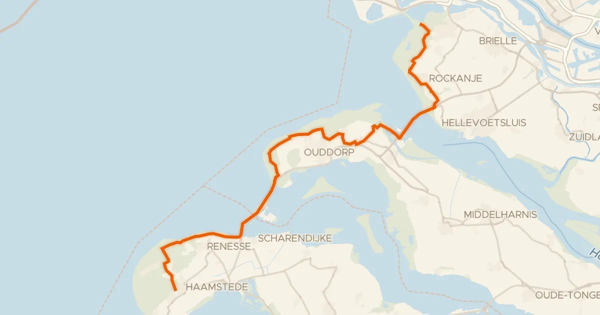 Map of the cycling route LF Kustroute - 09 - Oostvoorne - Burgh Haamstede