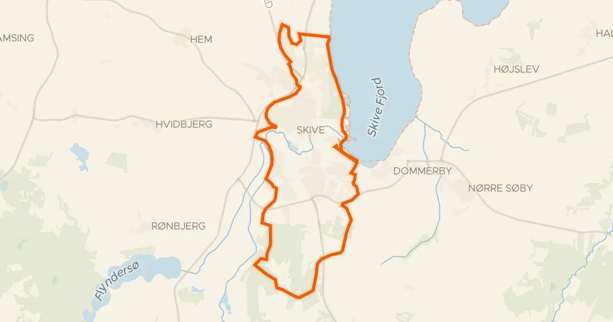 Kaart van de fietsroute Rundt om Skive – Å, fjord & skov