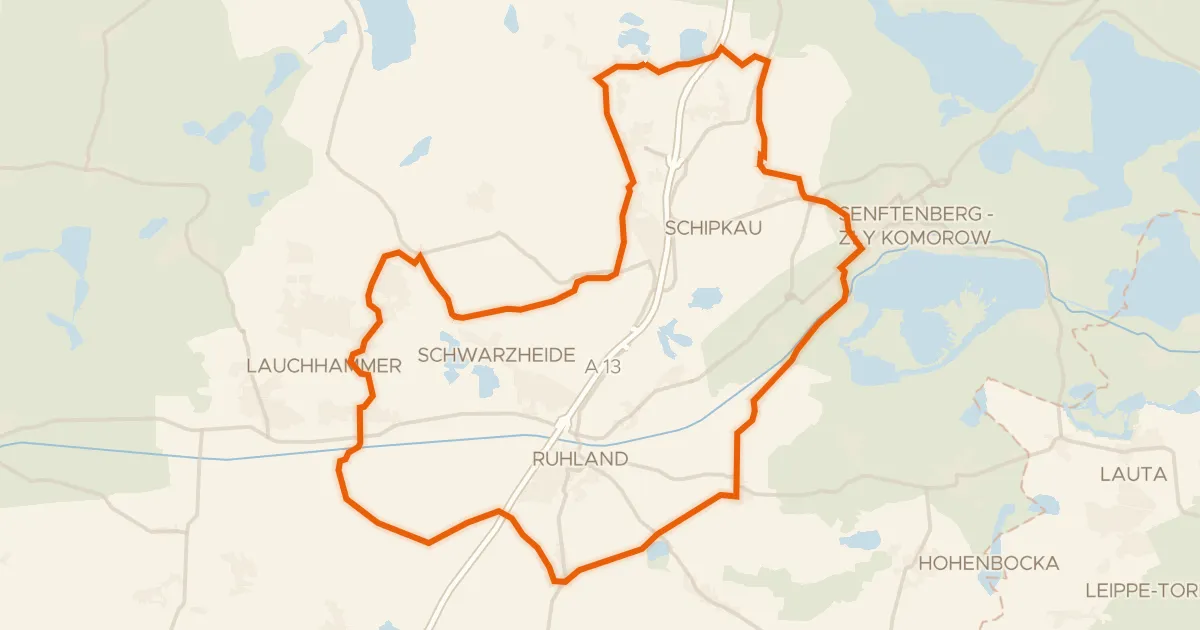 Map of the cycling route Rondje Sorgenteich en Schwarze Elster