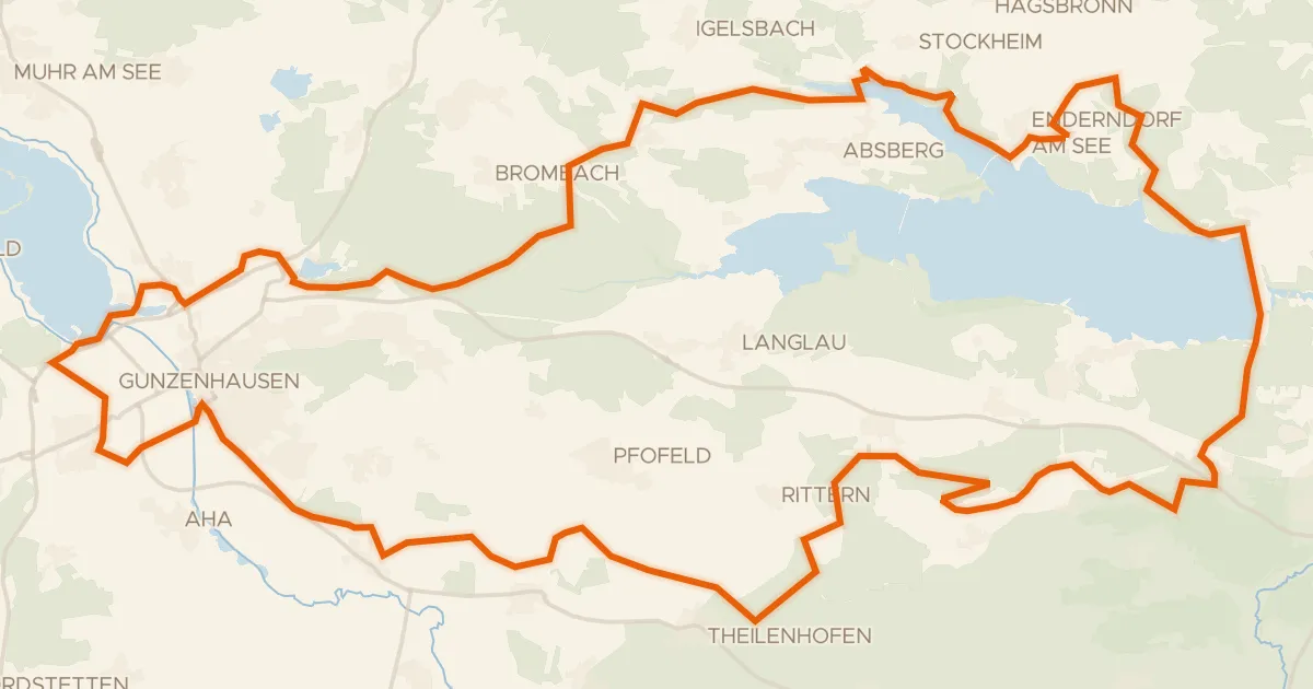 Map of the cycling route Rondje Igelsbachsee en Altmühl