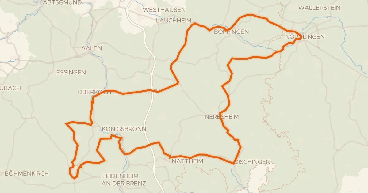Kaart van de fietsroute Radweg von Krater zu Krater West