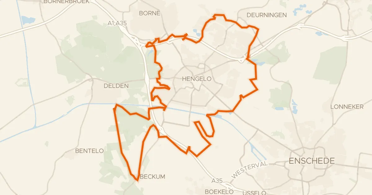 Map of the cycling route Wij zijn Hengelo