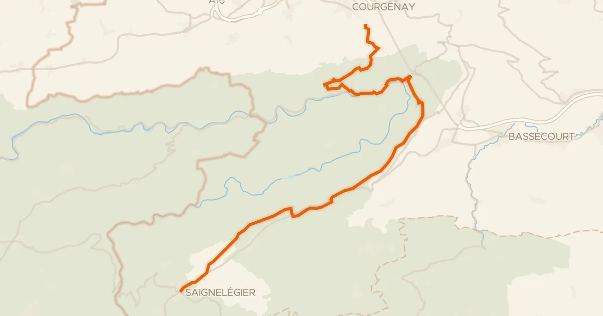 Map of the cycling route Route du Jura