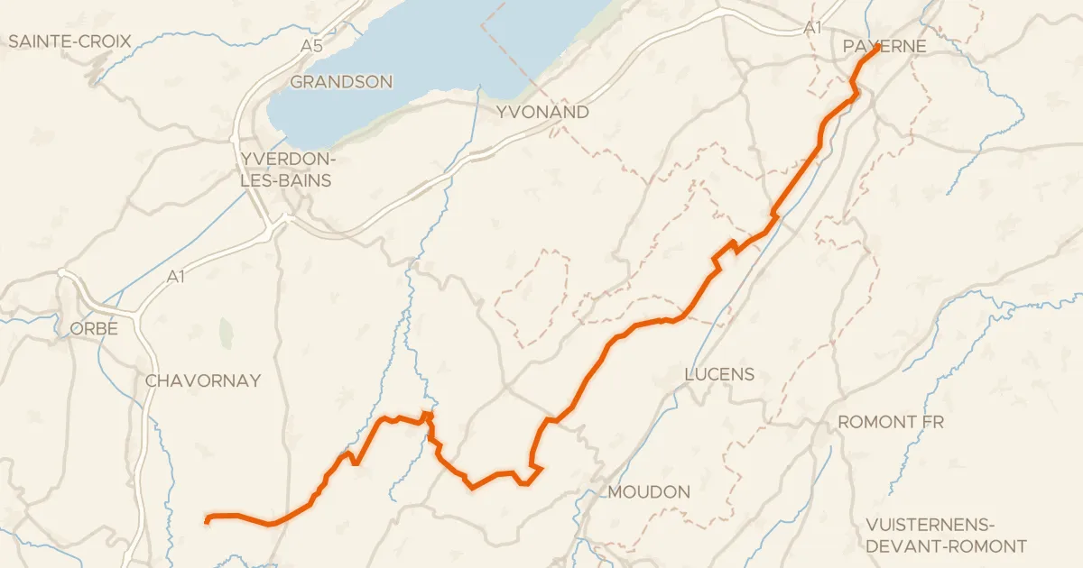 Kaart van de fietsroute Gros de Vaud - La Côte
