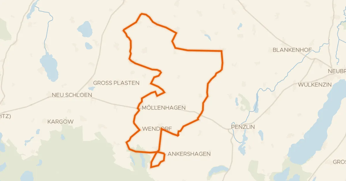 Map of the cycling route Rondje Gutshaus Ankershagen en Mühlensee