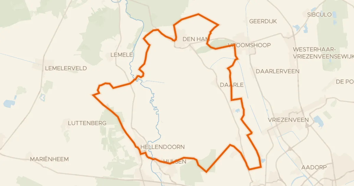 Kaart van de fietsroute Lageveld Fietsroute