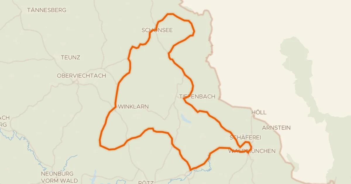 Map of the cycling route Rondje Burg Thanstein en Schwarzach