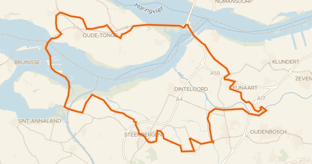 Kaart van de fietsroute Rondje Fort De Hel en Grevelingen