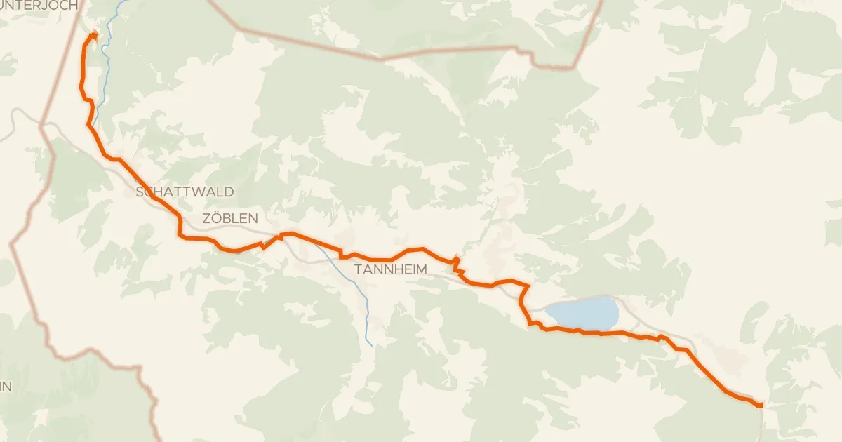 Kaart van de fietsroute Radweg Tannheimertal