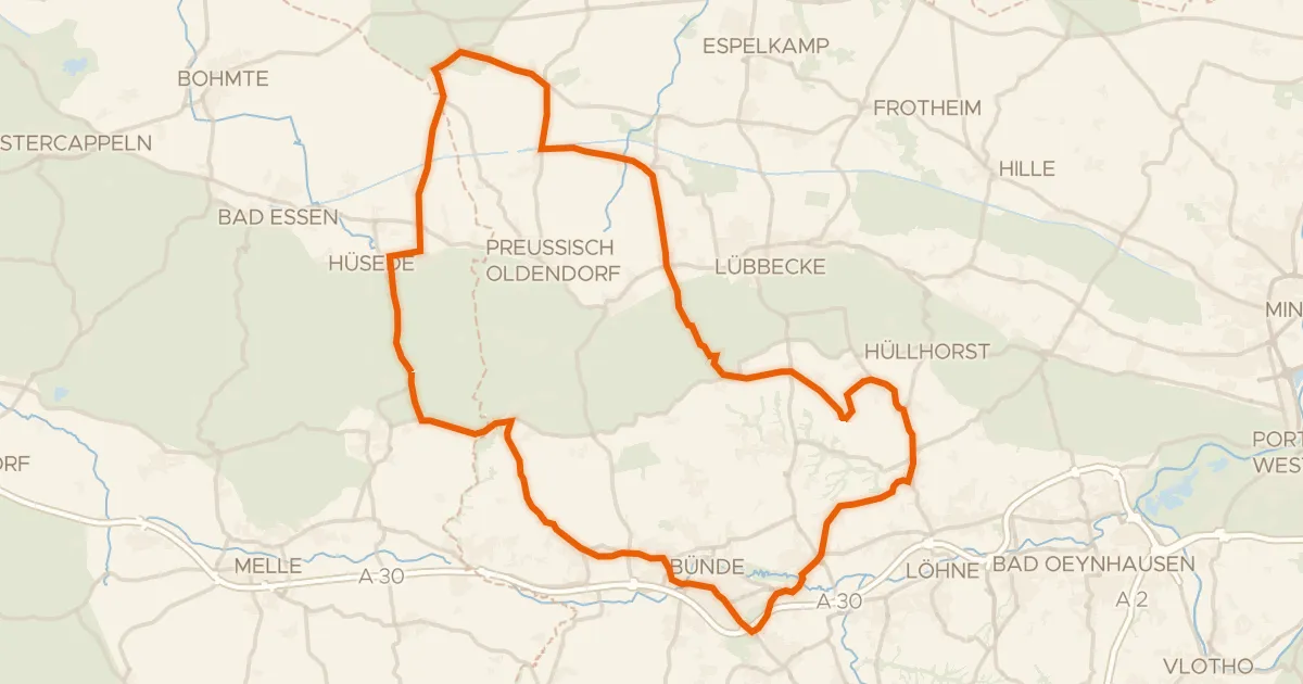 Kaart van de fietsroute Rondje Wasserschloss Ulenburg en Lever Teich/Lever Bruch