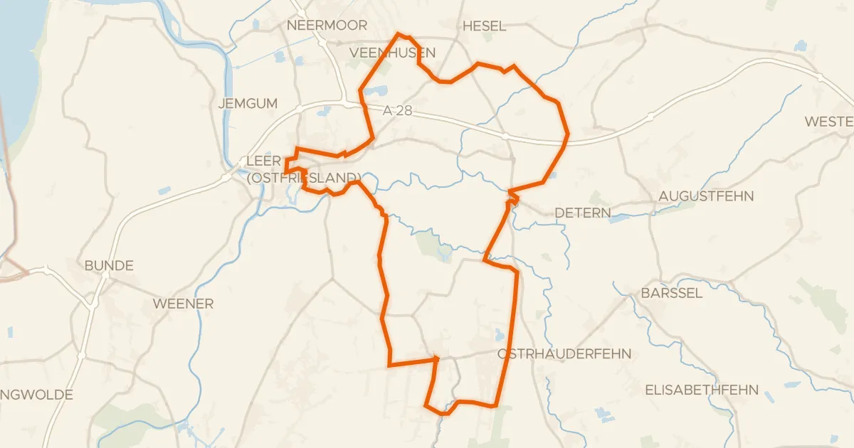 Kaart van de fietsroute Rondje Burg Stickhausen en Esterweger Dose