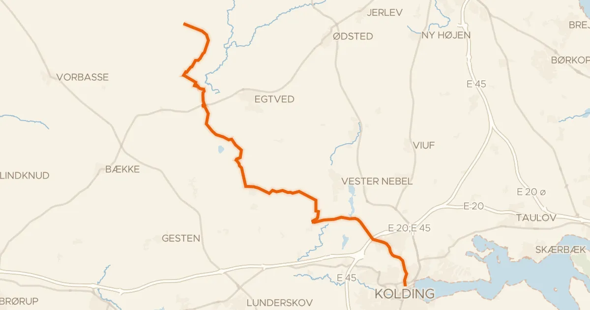 Kaart van de fietsroute Troldhedebanestien